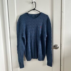 Ralph Lauren Men's Cable Knit Blue Sweater